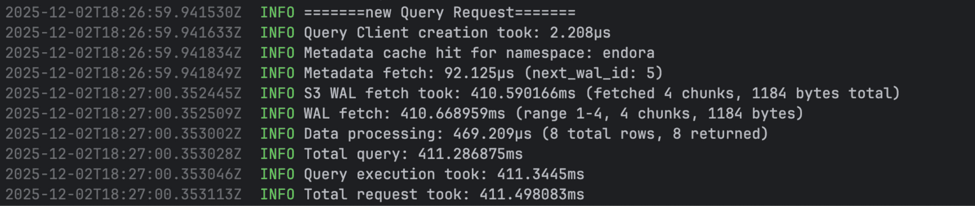 Initial benchmark showing 3 seconds per query - a shocking result that started the optimization journey